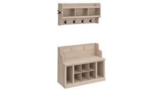 Benches Bush 40in W Entryway Bench with Shelves and Wall Mounted Coat Rack
