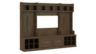 Benches Bush Full Entryway Storage Set with Coat Rack and Shoe Bench with Doors