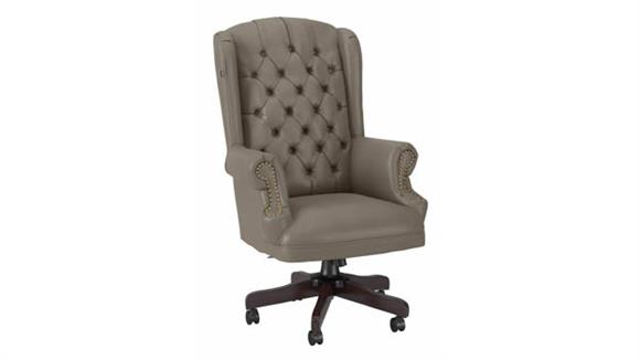 Office Chairs Bush Wingback Leather Executive Office Chair with Nailhead Trim