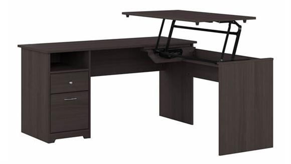 60in W 3 Position L-Shaped Sit to Stand Desk