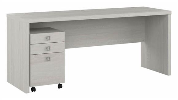 72in W Credenza Desk with 3 Drawer Mobile Pedestal