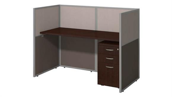 60in W Straight Desk Closed Office with 45in H Panels and 3 Drawer Mobile Pedestal