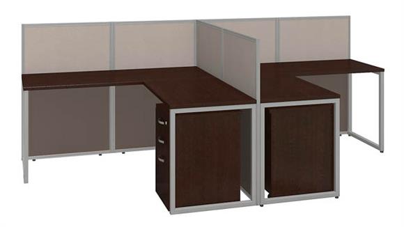 60in W 2 Person L-Desk Open Office with 2 - 3 Drawer Mobile Pedestals and 45in H Panels