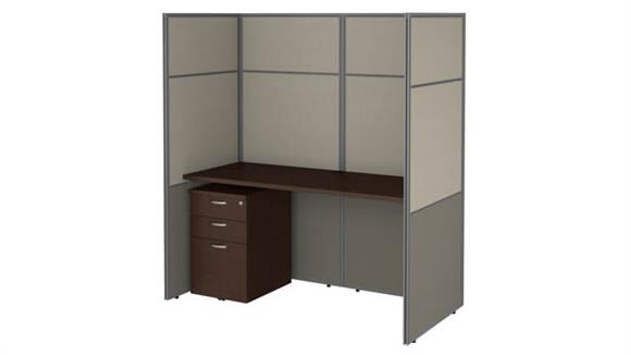 60in W Cubicle Desk with File Cabinet and 66in H Closed Panels Workstation