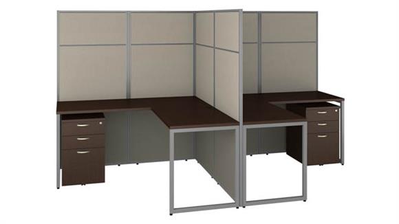 60in W 2 Person L-Shaped Cubicle Desk with Drawers and 66in H Panels