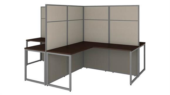 60in W 4 Person L-Shaped Cubicle Desk Workstation with 66in H Panels