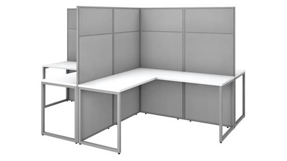 60in W 4 Person L-Shaped Cubicle Desk Workstation with 66in H Panels