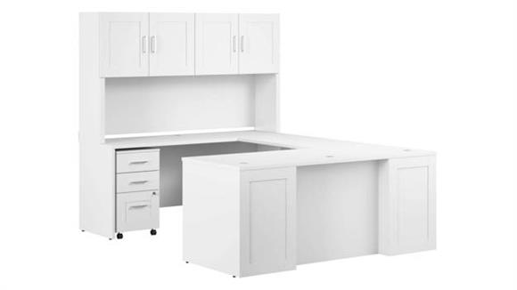 72in W x 30in D U-Shaped Desk with Hutch and 3 Drawer Mobile File Cabinet