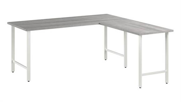72in W x 30in D L-Shaped Computer Desk with Metal Legs