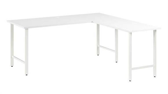 72in W x 24in D L-Shaped Computer Desk with Metal Legs