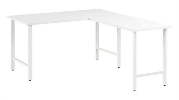 60in W x 30in D L-Shaped Computer Desk with Metal Legs