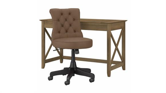 48in W Writing Desk with Mid Back Tufted Office Chair
