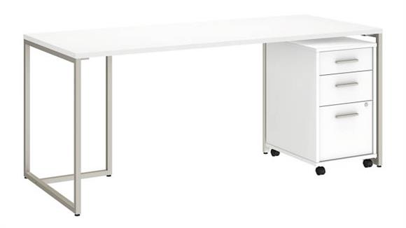 72in W Table Desk with 3 Drawer Mobile File Cabinet