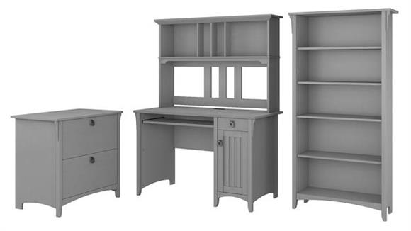 Mission Desk with Hutch, Lateral File Cabinet and 5 Shelf Bookcase