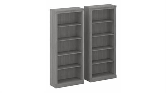Tall 5 Shelf Bookcases (Set of 2)