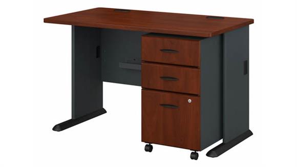 48in W Desk with Assembled 3 Drawer Mobile File Cabinet