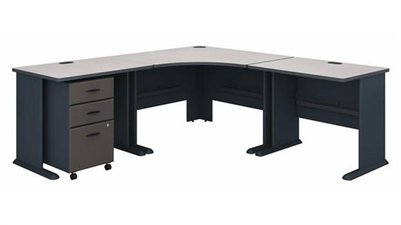 84in W x 84in D Corner Desk with Assembled 3 Drawer Mobile File Cabinet