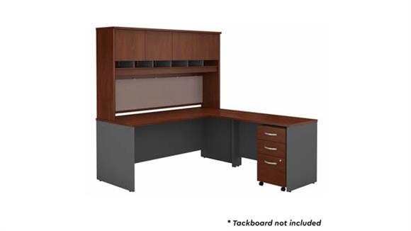72in W L-Shaped Desk with Hutch and Assembled 3 Drawer Mobile File Cabinet