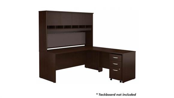 72in W L-Shaped Desk with Hutch and Assembled 3 Drawer Mobile File Cabinet