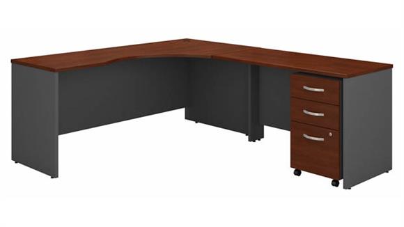 72in W Right Handed Corner Desk with 48in W Return and Assembled 3 Drawer Mobile File Cabinet