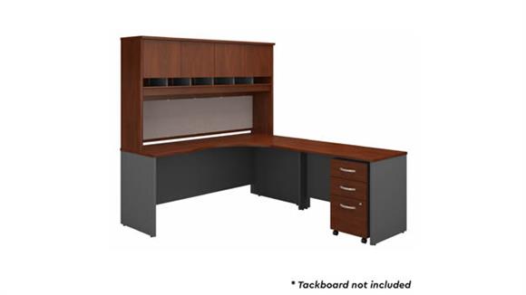72in W Right Handed Corner Desk with Hutch and Assembled 3 Drawer Mobile File Cabinet