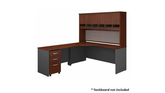 72in W Left Handed Corner Desk with Hutch and Assembled 3 Drawer Mobile File Cabinet
