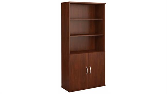 36in W 5 Shelf Bookcase with Doors