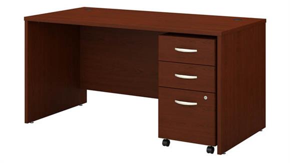 60in W x 30in D Office Desk with Assembled 3 Drawer Mobile File Cabinet