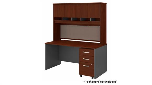 60in W x 30in D Office Desk with Hutch and Assembled  Mobile File Cabinet