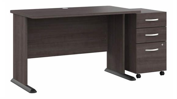 48in W Computer Desk with Assembled 3 Drawer Mobile File Cabinet