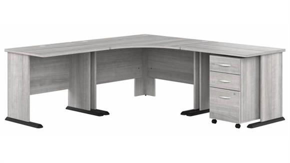 83in W Large Corner Desk with Assembled 3 Drawer Mobile File Cabinet