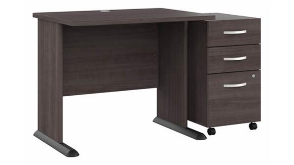 36in W Small Computer Desk with Assembled 3 Drawer Mobile File Cabinet