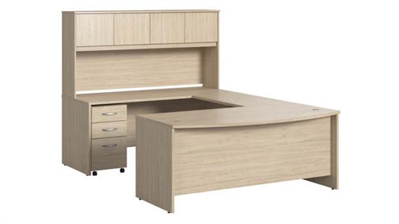 72in W x 36in D U-Shaped Desk with Hutch and Assembled Mobile File Cabinet