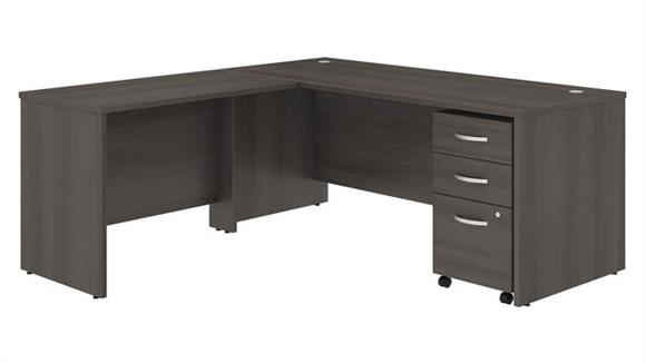 72in W x 30in D L-Shaped Desk with 42in W Return and Assembled Mobile File Cabinet