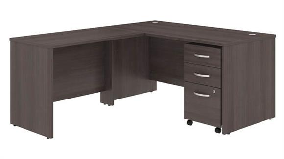 60in W x 30in D L-Shaped Desk with 42in W Return and Assembled Mobile File Cabinet