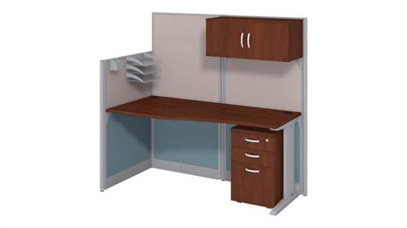 65in W Straight Cubicle Desk with Storage, Drawers, and Organizers