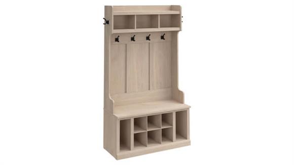 40in W Hall Tree and Shoe Storage Bench with Shelves