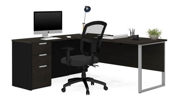 L Shaped Desks Bestar L-Shaped Desk with Metal Legs