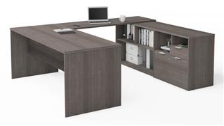 U Shaped Desks Bestar 72in W U-Shaped Executive Desk with 2 Drawers