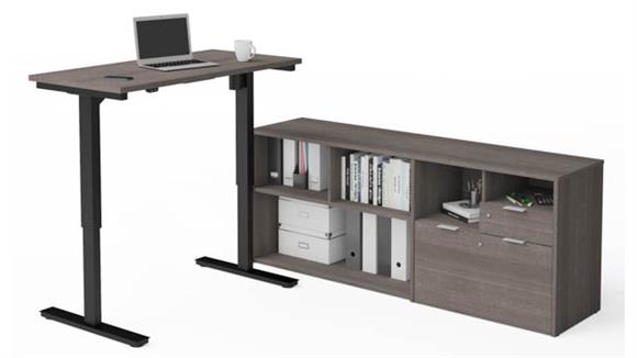 Adjustable Height Tables Bestar Height Adjustable L-Desk