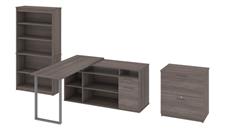 L Shaped Desks Bestar L-Shaped Desk, Lateral File Cabinet and Bookcase