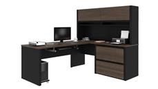L Shaped Desks Bestar 72in W x 83in D L-Shaped Workstation with Hutch