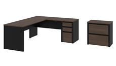 L Shaped Desks Bestar 72in W L-Shaped Desk with Lateral File Cabinet