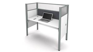 Workstations & Cubicles Bestar Simple Workstation - White with Tack Board and Acrylic Glass Privacy Panels