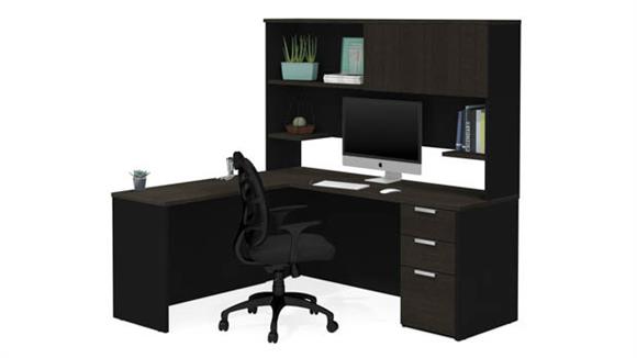 L Shaped Desks Bestar L-Shaped Desk with Hutch