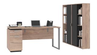 Computer Desks Bestar 66in W Computer Desk and 2 Bookcases
