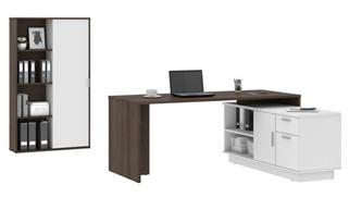 L Shaped Desks Bestar 72in W L-Shaped Desk and Bookcase