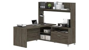 L Shaped Desks Bestar 72" W L-Desk with Open Hutch