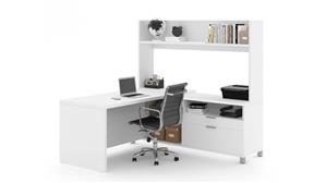 L Shaped Desks Bestar 72" W L-Desk with Open Hutch