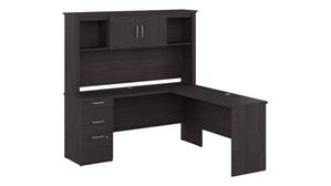 L Shaped Desks Bestar 65in W L-Shaped Desk with Hutch
